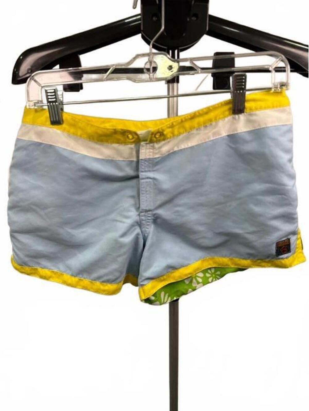 Y2K Big Flirt Vintage Light Blue Yellow White Board Shorts Size 7